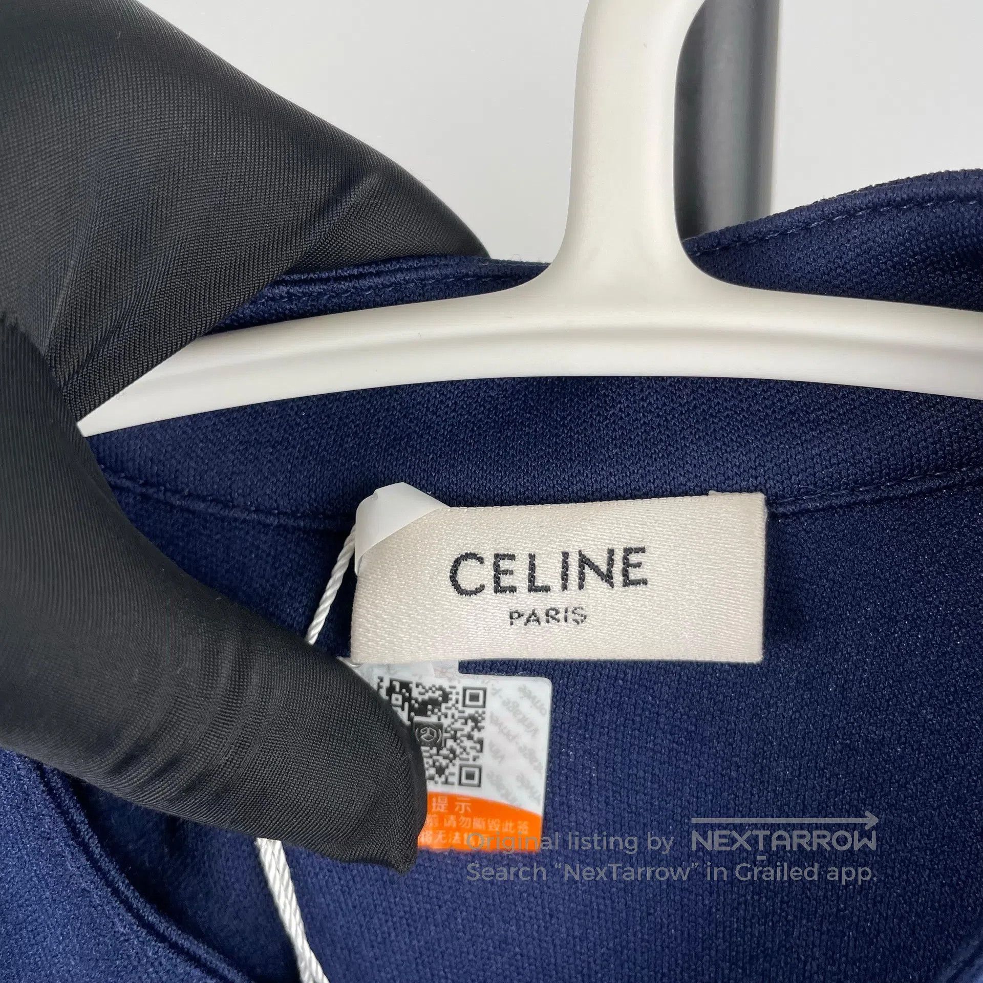 Celine CELINE Deep Blue Chest Embroidered Logo Tape Collar Stand- Size US XS / EU 42 / 0 - 5 Thumbnail