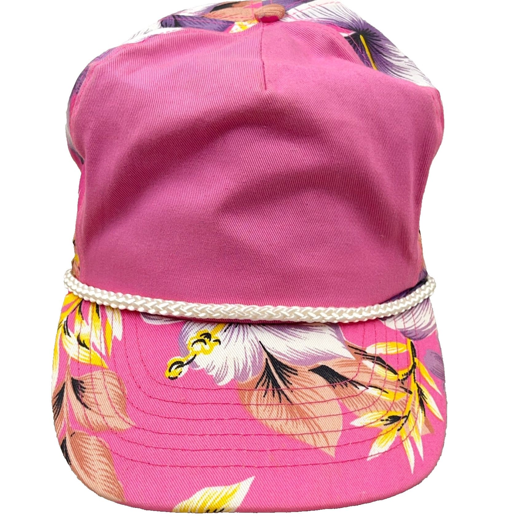 Vintage VINTAGE Winner Floral Trucker Hat Cap Snapback Pink Hawaiian Rope 80s 90s Blank Plain Mens One Size Pink Floral snapback hat cap Size ONE SIZE - 2 Thumbnail