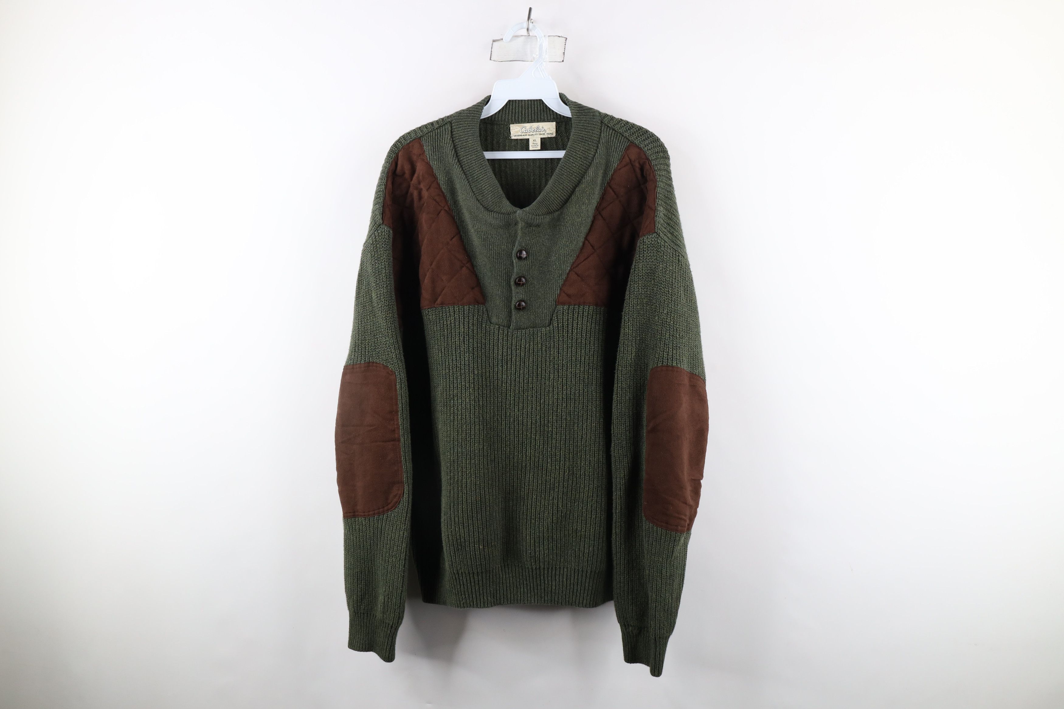 Cabelas × Vintage Vintage Cabelas Quilted Ribbed Knit Shooting Henley Sweater Size US XL / EU 56 / 4 - 1 Thumbnail