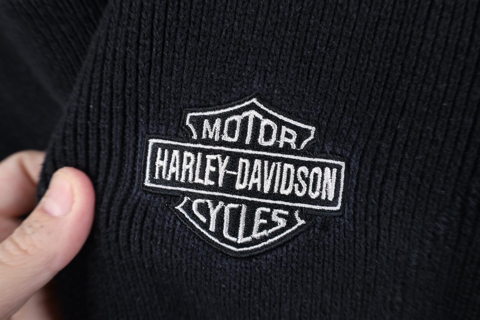 Harley Davidson Vintage 90s Harley Davidson Spell Out Ribbed Knit Sweater Size L / US 10 / IT 46 - 4 Thumbnail