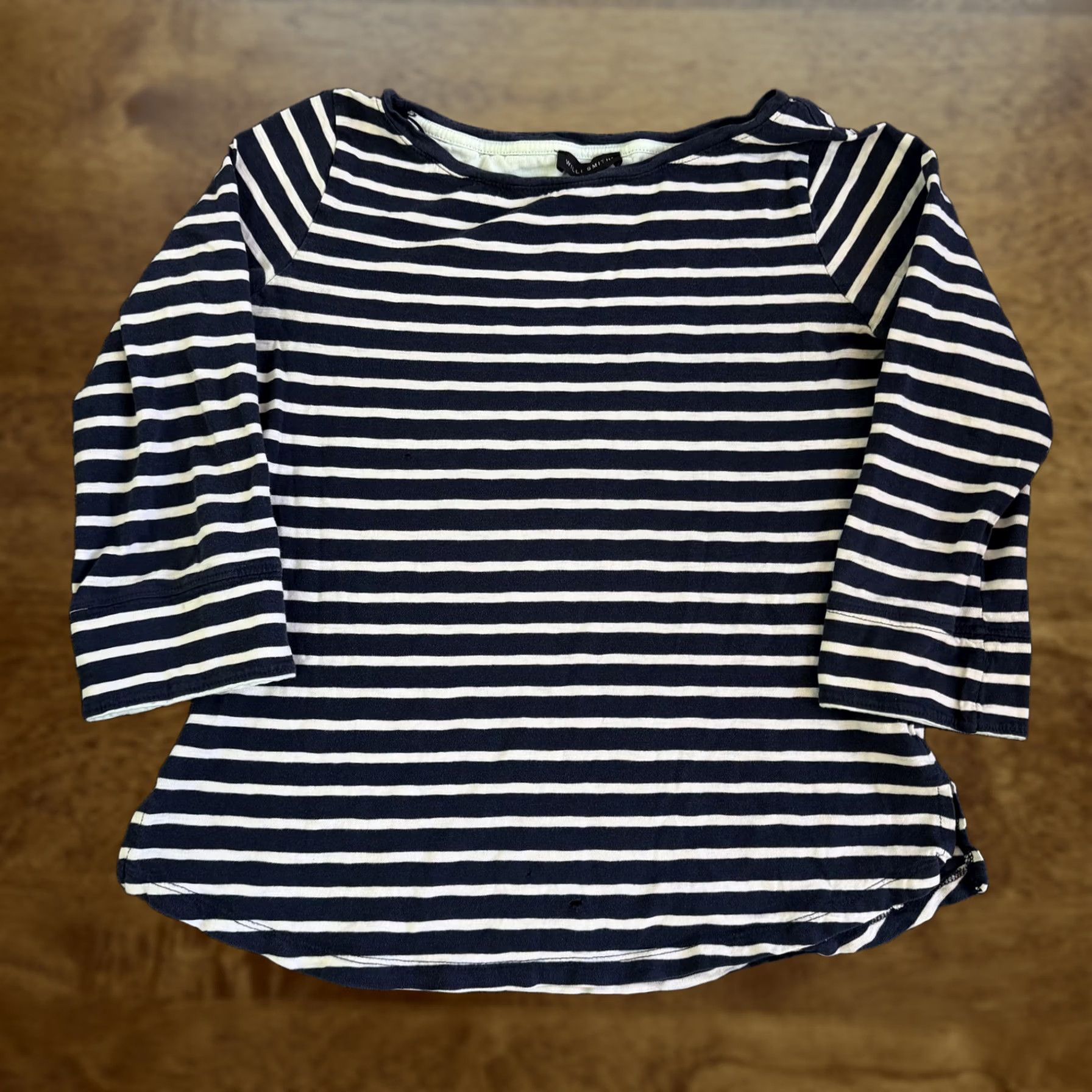 Willi Smith Willi Smith Shirt Womens M Navy Stripe Boat Neck 3/4 Sleeve Top Size M / US 6-8 / IT 42-44 - 1 Thumbnail