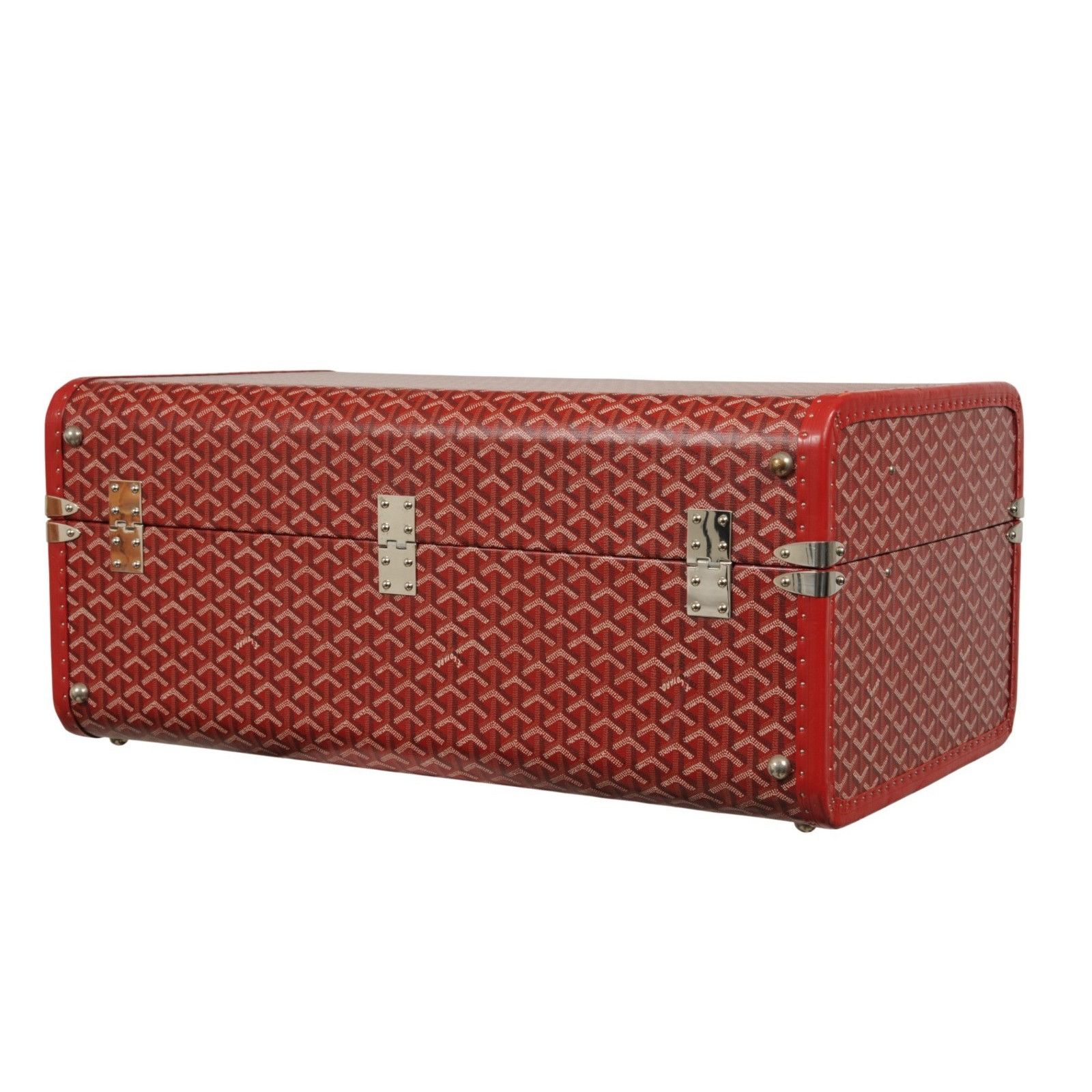 Goyard Rouge Red Compartmented Travel Trunk Palladium Carry Size ONE SIZE - 6 Thumbnail