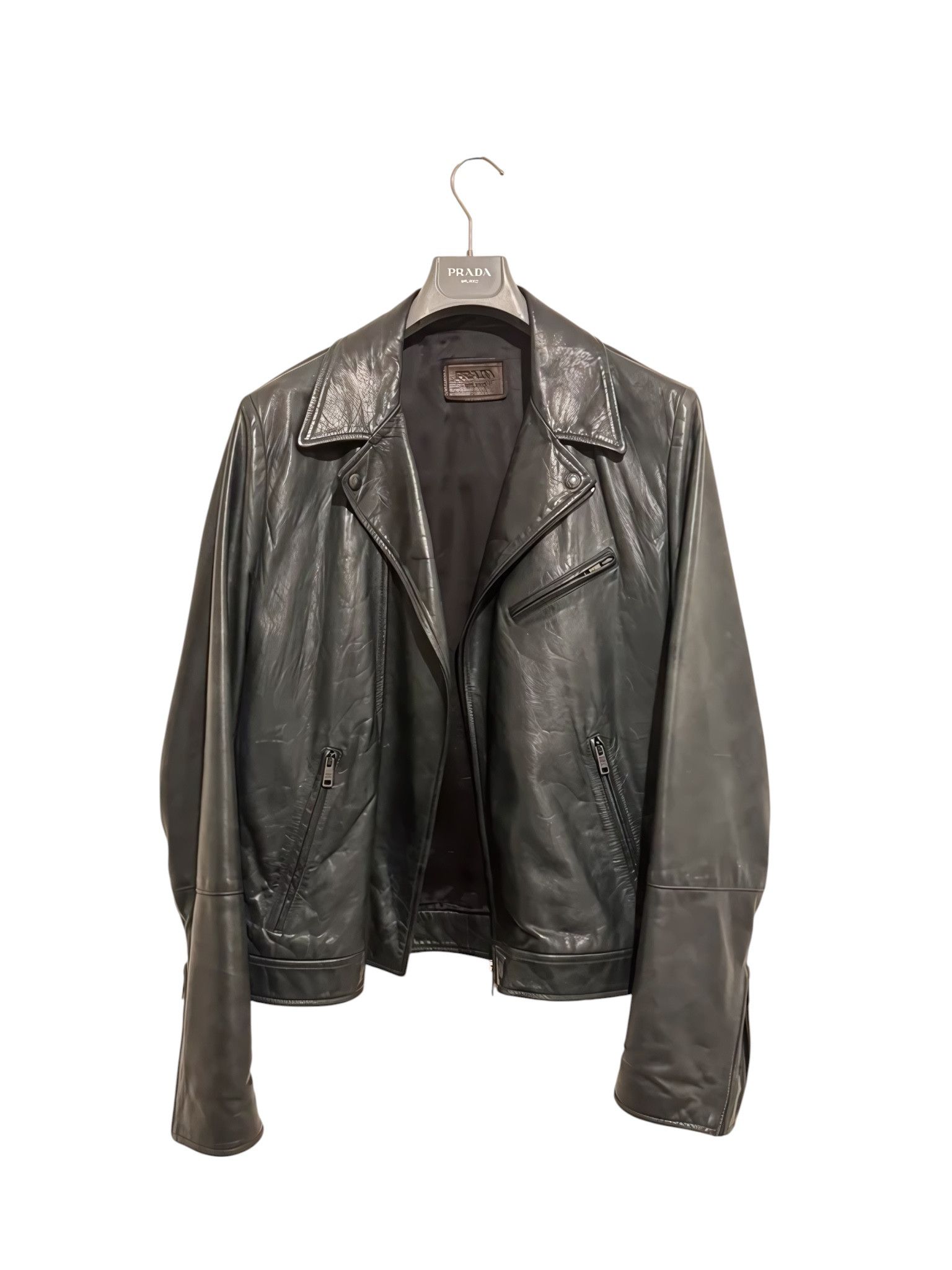 Prada LAMBSKIN LEATHER BIKER JACKET Size US L / EU 52-54 / 3 - 3 Thumbnail