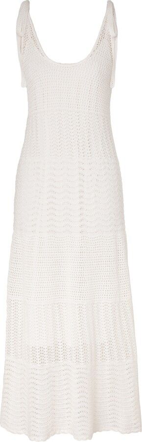 Zimmermann oc11z0525 Crocheted Mid Length Dress in White Size M / US 6-8 / IT 42-44 - 2 Thumbnail