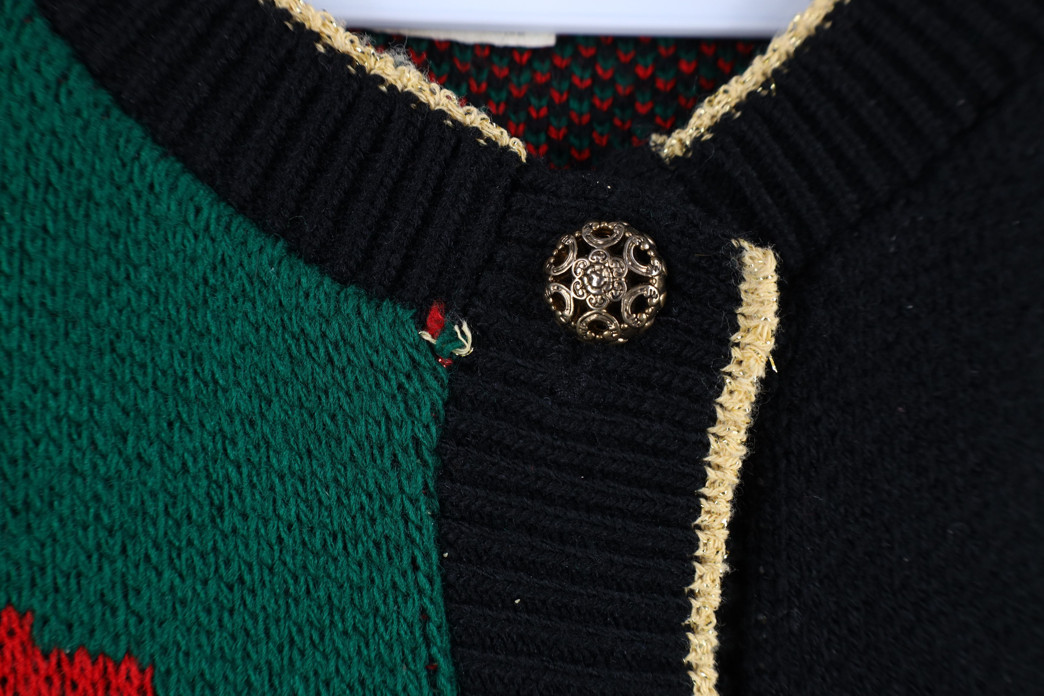 Vintage Vintage 90s Streetwear Patchwork Knit Cardigan Sweater USA Size M / US 6-8 / IT 42-44 - 4 Thumbnail