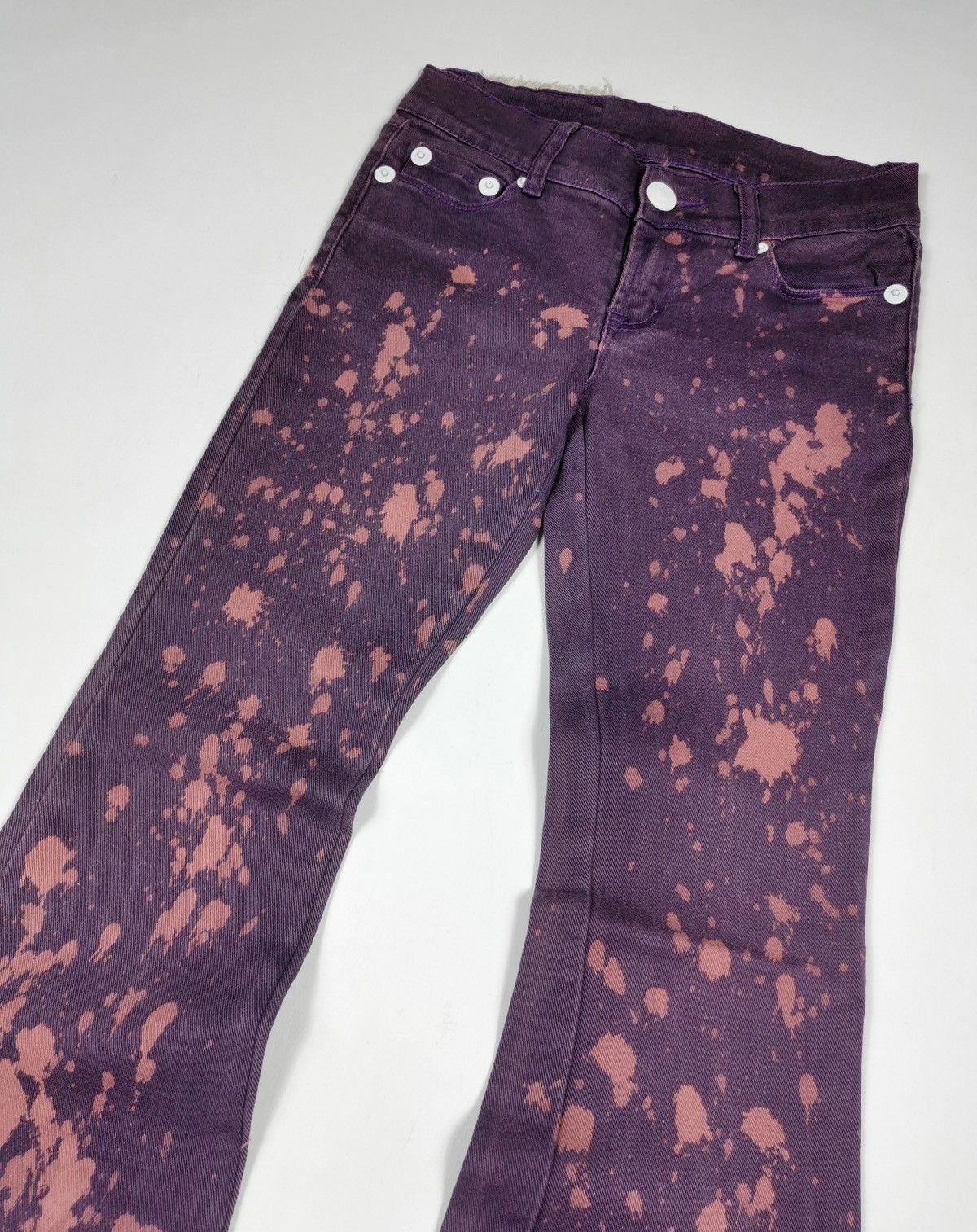 If Six Was Nine Bootcut Flare Bleach Splatter Qcoco Happy Valley Purple Jean Size US 28 / EU 44 - 2 Thumbnail