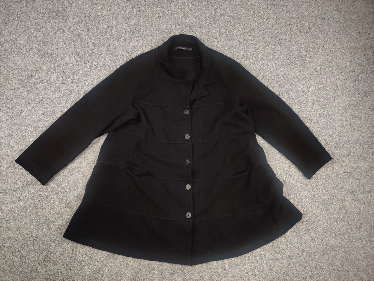 Vintage Grizas Design black Asymmetric cardigan cotton coat buttons Size XL / US 12-14 / IT 48-50 - 5 Thumbnail