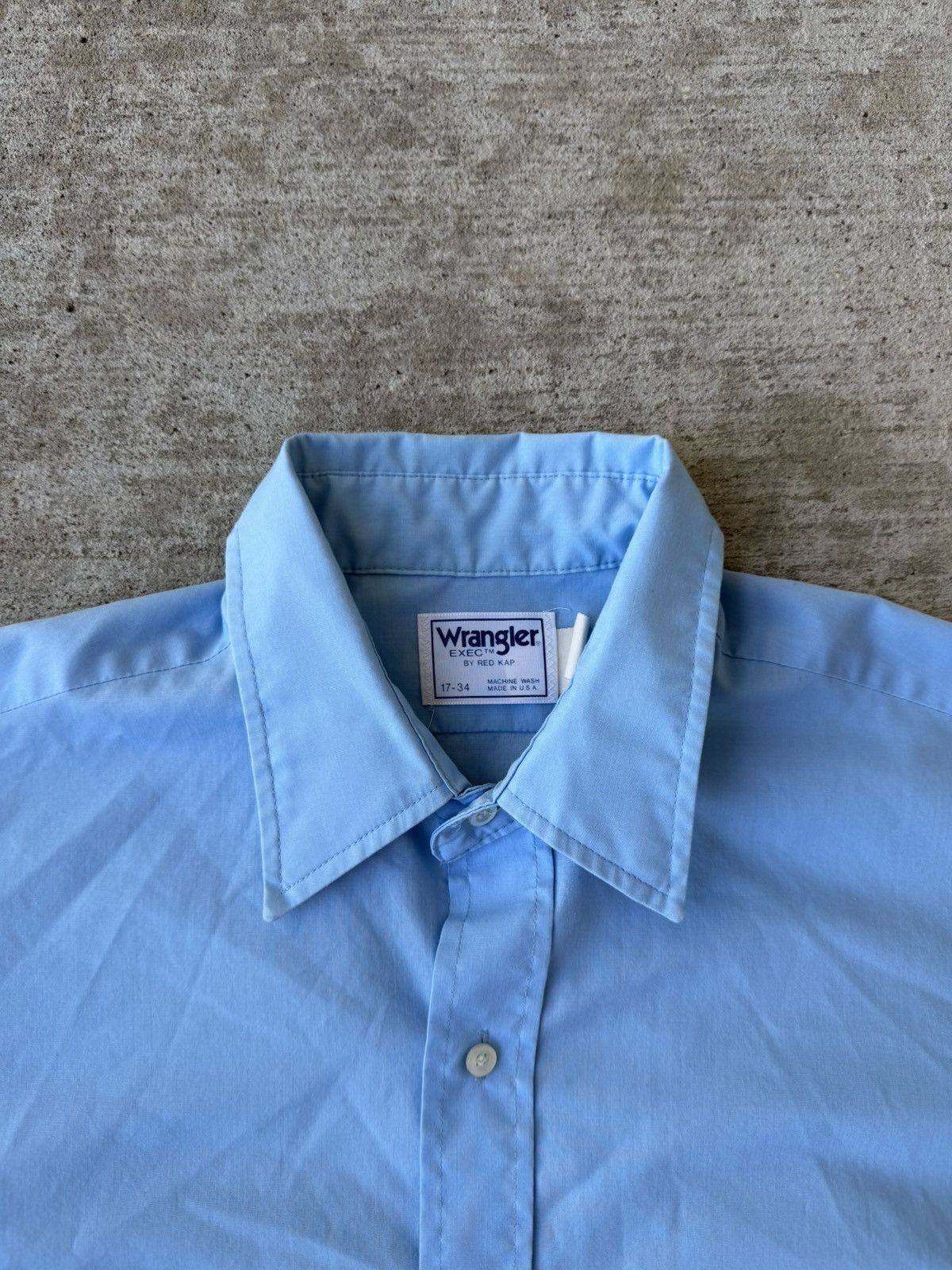 Wrangler 1980s Wrangler Exec Made in USA Button Up Shirt Baby Blue Size US XL / EU 56 / 4 - 4 Thumbnail