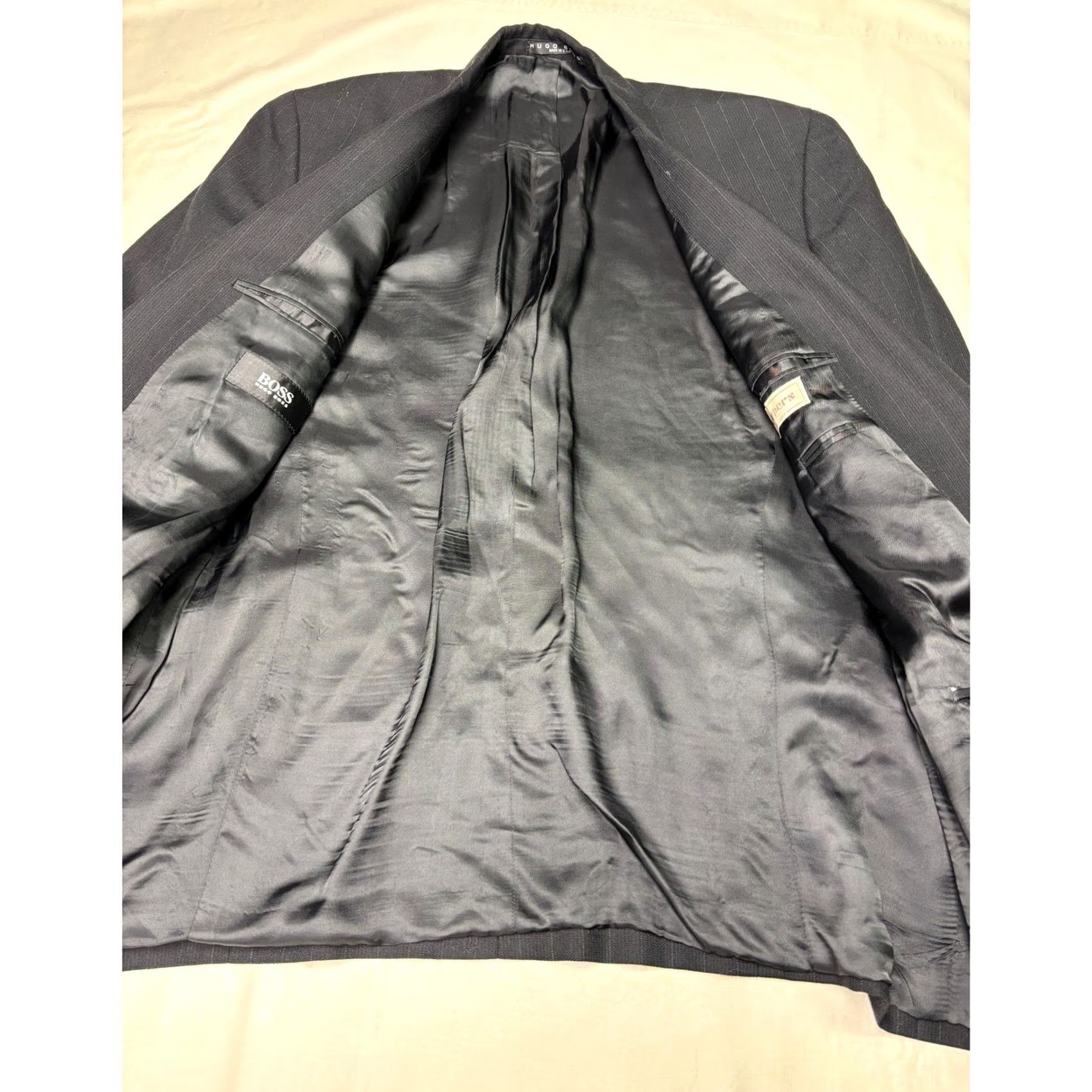 Hugo Boss VINTAGE Hugo Boss Blazer Jacket Mens Pinstripe Double-Breasted Grey USA Made Size 52R Size 52R - 5 Thumbnail