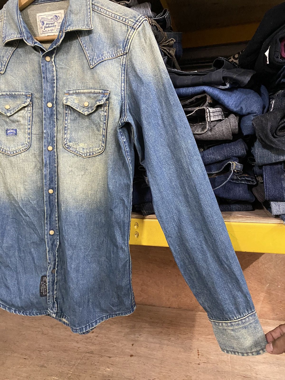 Diesel × If Six Was Nine × Le Grande Bleu (L.G.B.) Diesel Mud Rusty Distressed Western Denim Stone Snap Button Size US S / EU 44-46 / 1 - 3 Thumbnail