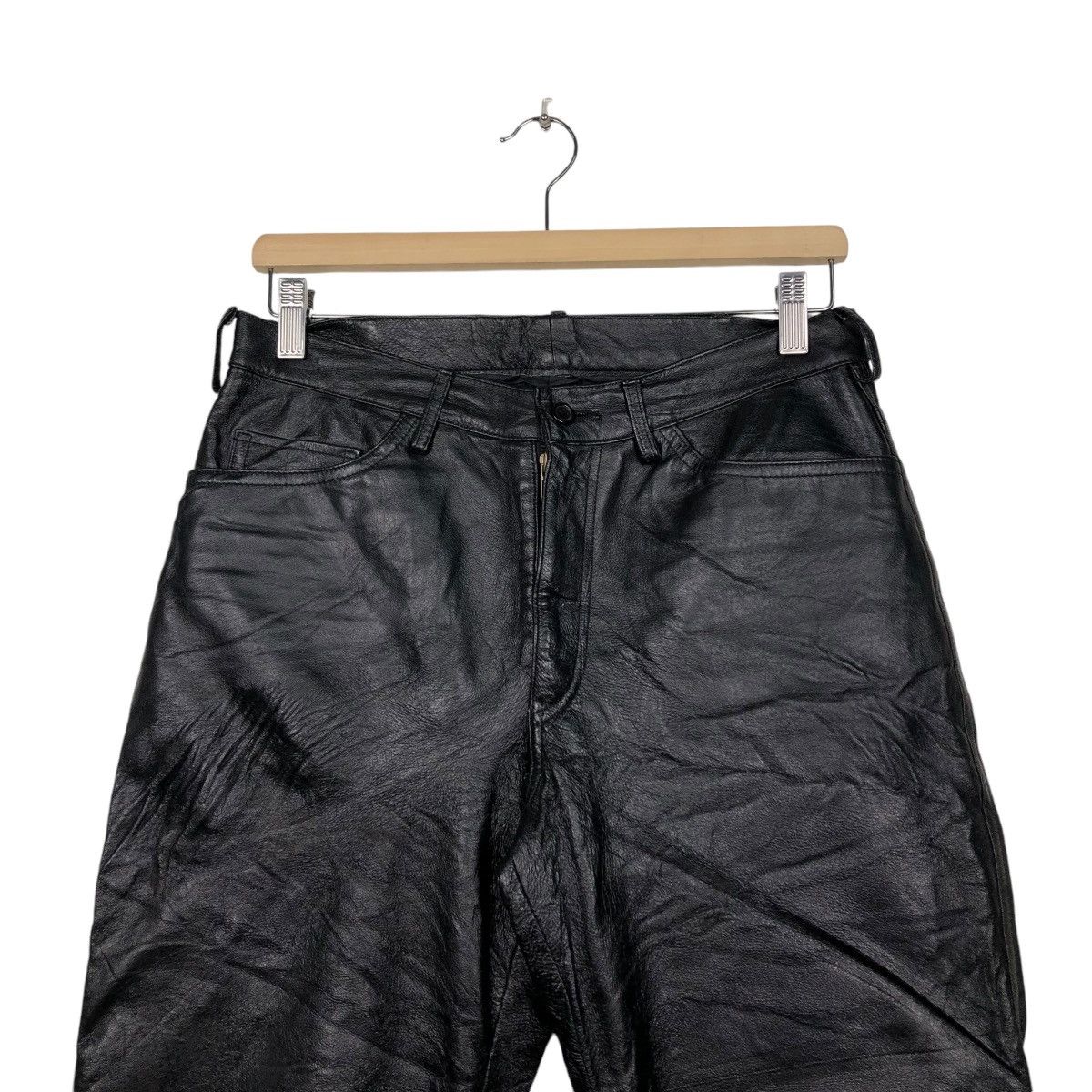 Genuine Leather × Japanese Brand × Vintage 🔥VINTAGE BIKER GENUINE LEATHER PANTS VOLCANO ISSEY MIYAKE Size US 30 / EU 46 - 3 Thumbnail