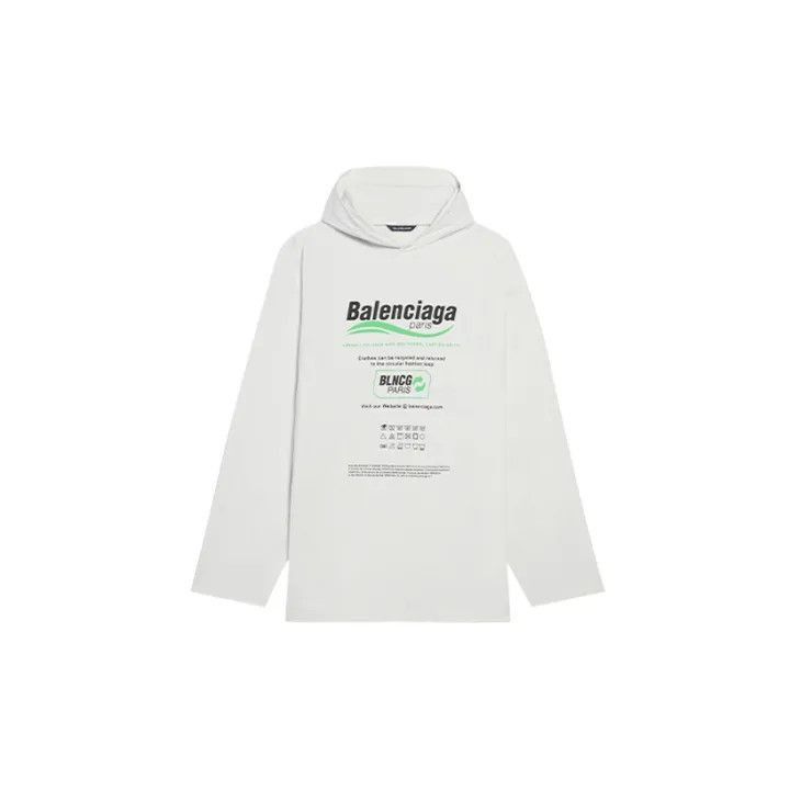 Balenciaga Balenciaga White Logo Print Long Sleeve Hoodie