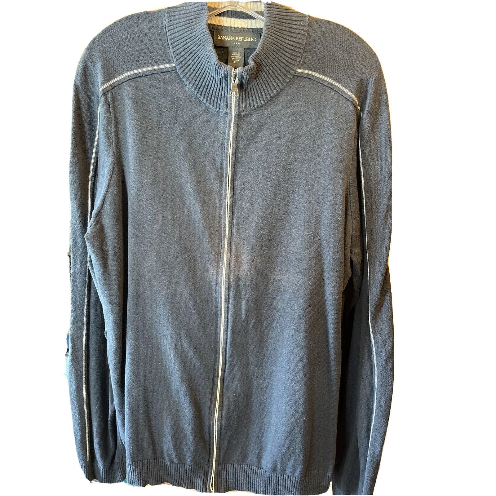 Banana Republic Banana Republic Mens Large Blue 100% Cotton Full Zip sweater Size US L / EU 52-54 / 3 - 1 Thumbnail