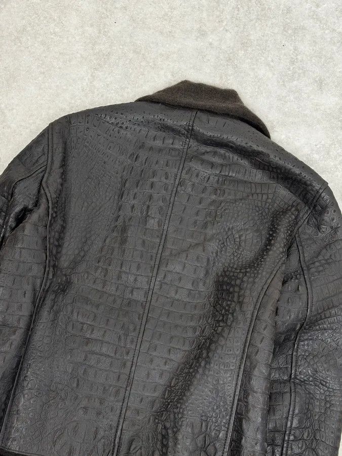 Giorgio Armani 2000s Giorgio Armani Crocodile Effect Brown Leather Aviator Jacket Size US M / EU 48-50 / 2 - 7 Thumbnail