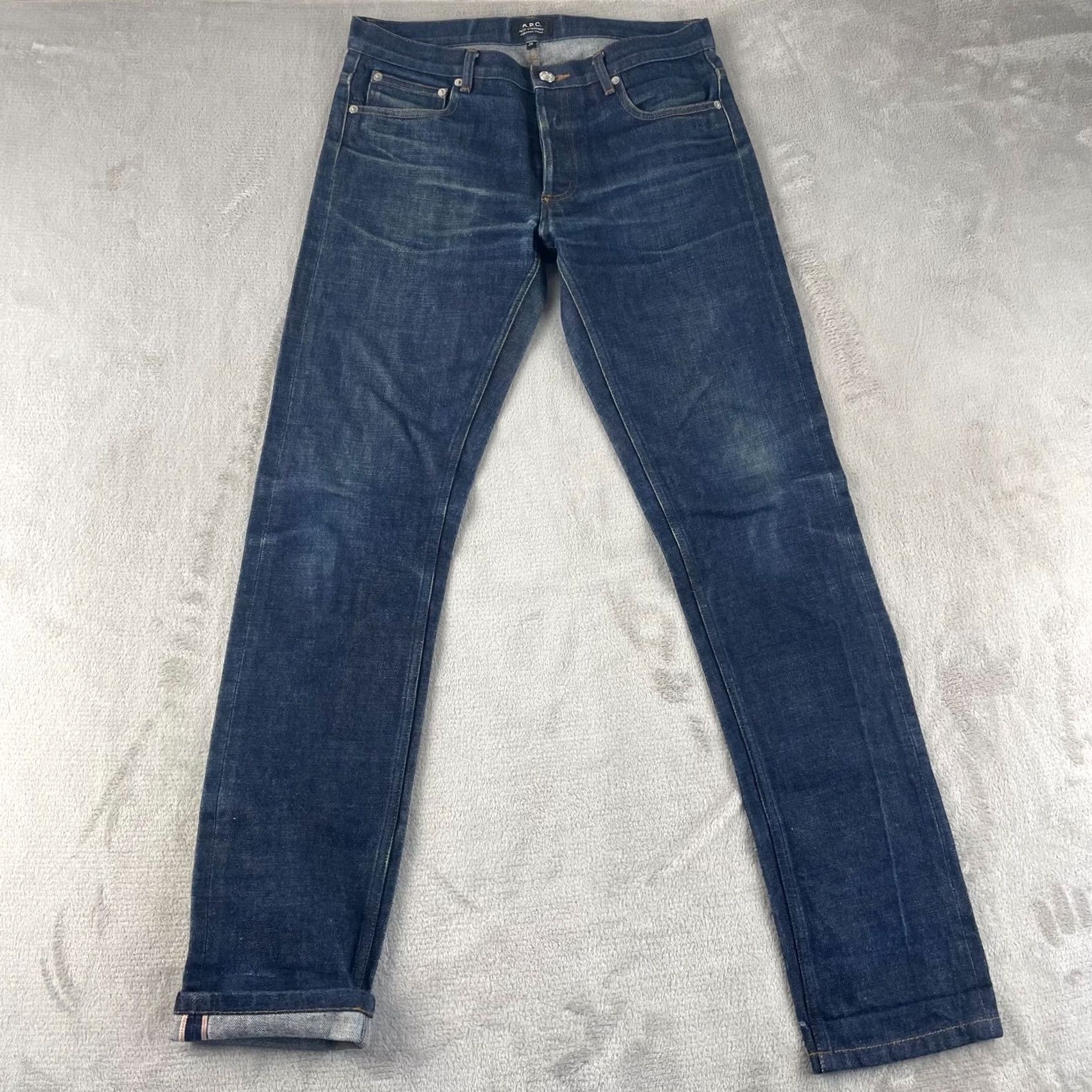 Denime APC Petit Standard Slim Skinny Distressed Selvedge Denim Jeans Mens 29 (30x33) Size US 29 - 4 Thumbnail