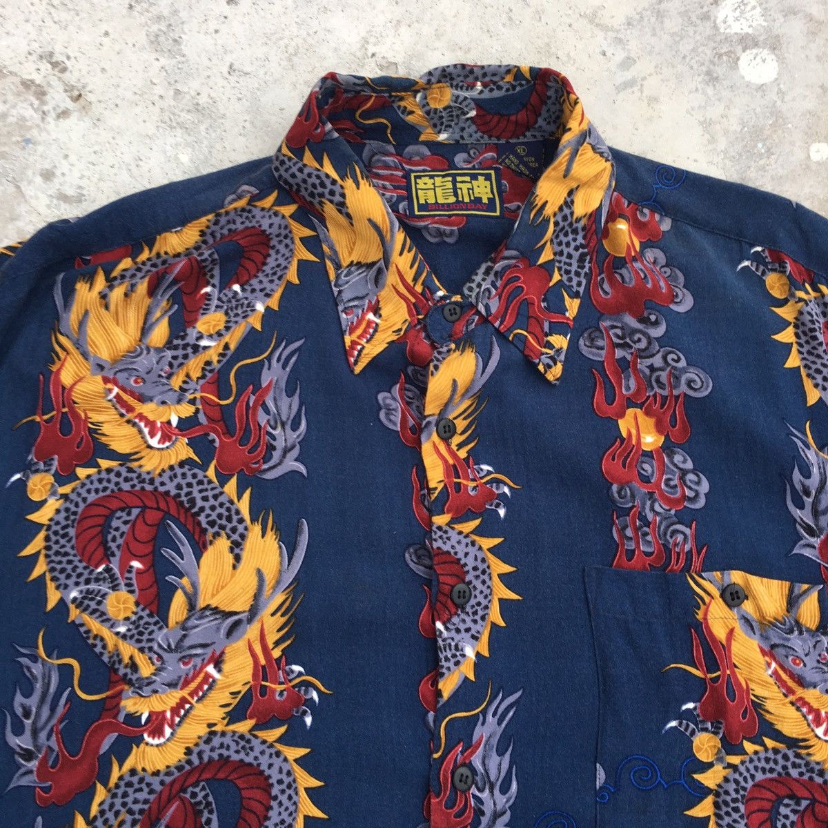 Japanese Brand × Spiritual Gangster Japanese BILLION BAY Mafia Buttons Up Rayon Shirt Size US XL / EU 56 / 4 - 6 Thumbnail