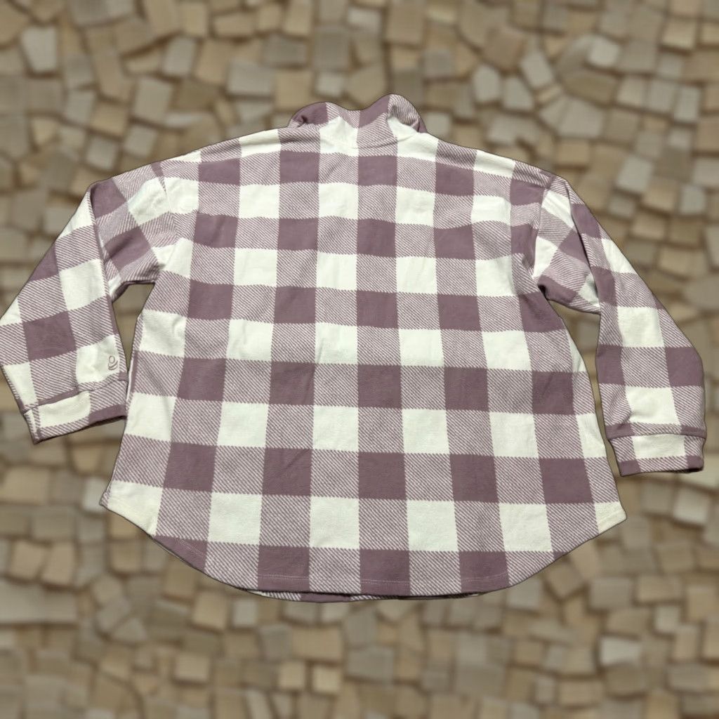 Vintage Cuddl Duds Sweater Womens 1X Purple White Plaid Quarter Zip Pullover Size XL / US 12-14 / IT 48-50 - 1 Thumbnail
