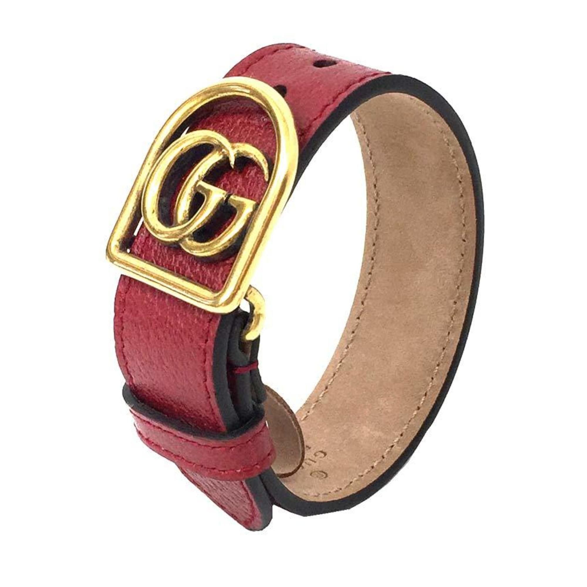 Gucci GG Marmont Leather Bracelet in Red and Gold for Men Women