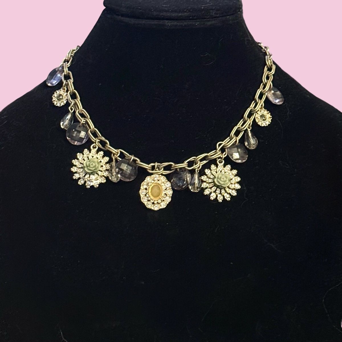 Loft Loft silver tone rhinestone floral charm necklace Size ONE SIZE - 1 Thumbnail