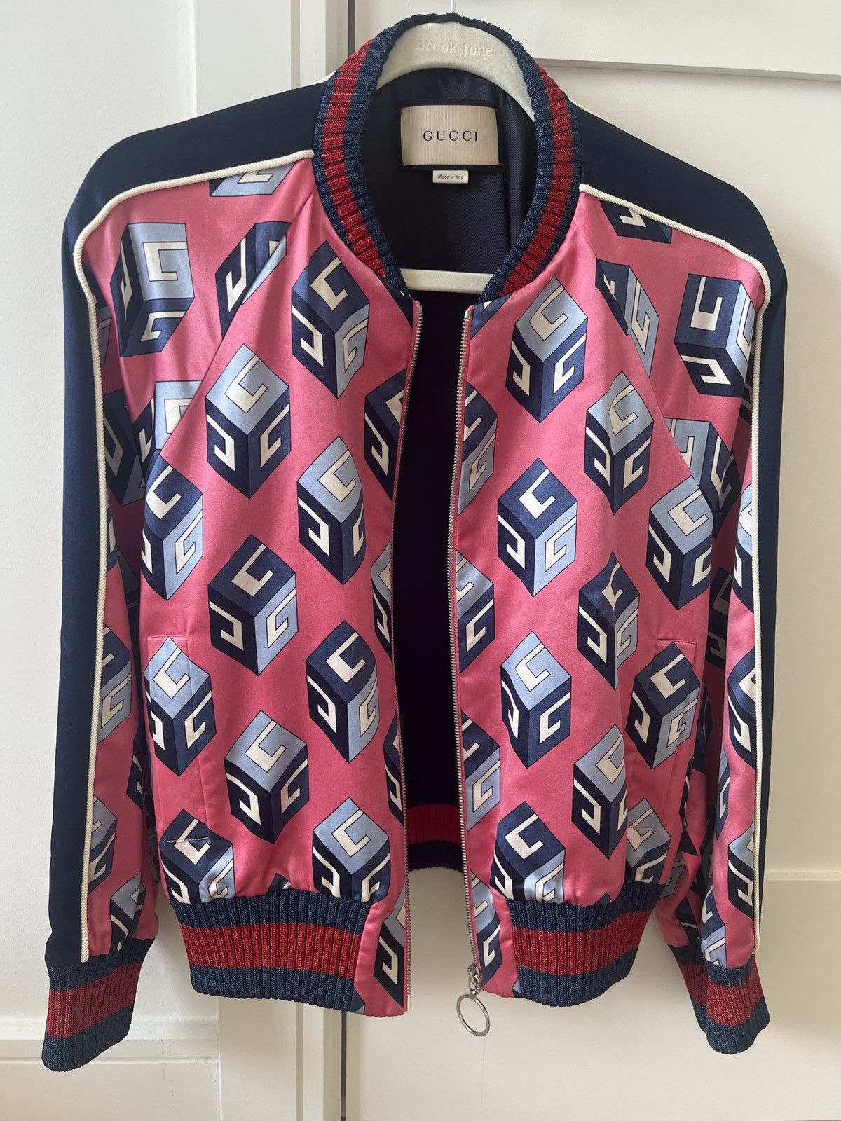 image of Gucci Silk Bomber Jacket Ladies in Pink, Women's (Size XL)