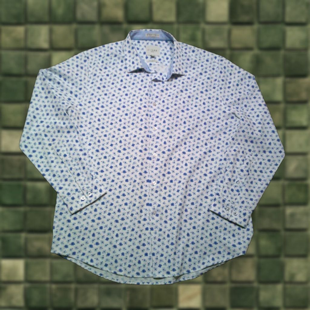 Vintage C-Lab NYC 4 Way Stretch Button Up Shirt Mens XL White Blue Floral Size US XL / EU 56 / 4 - 1 Thumbnail