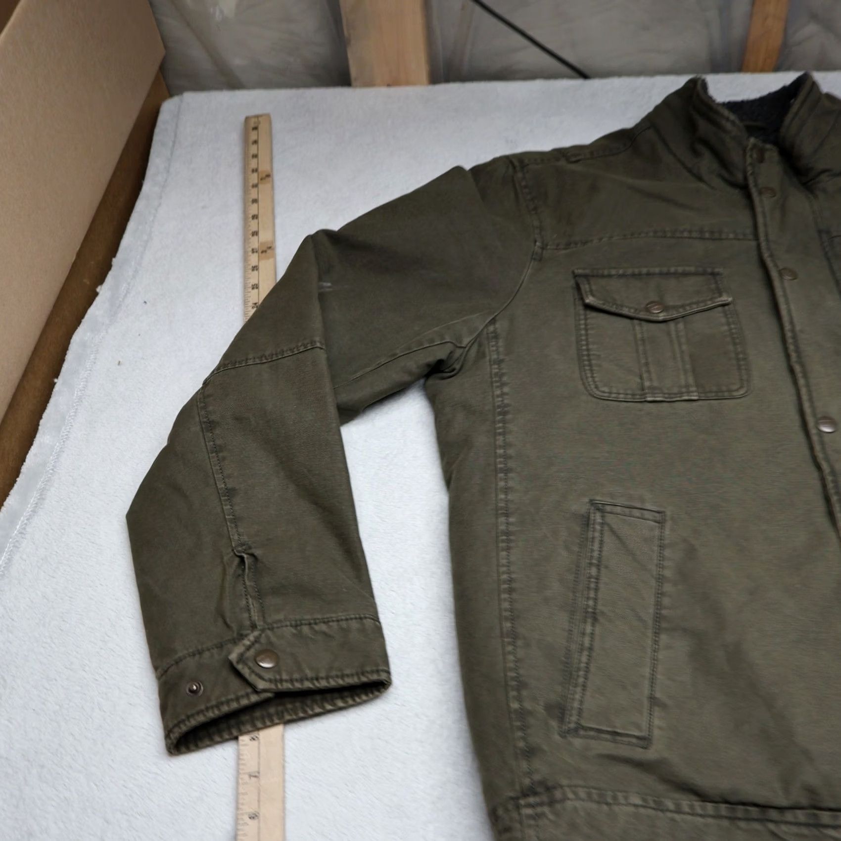 Levi's Levis Jacket Mens L Green Canvas Sherpa Lined Military Field Utility Zip Snap Size US L / EU 52-54 / 3 - 2 Thumbnail
