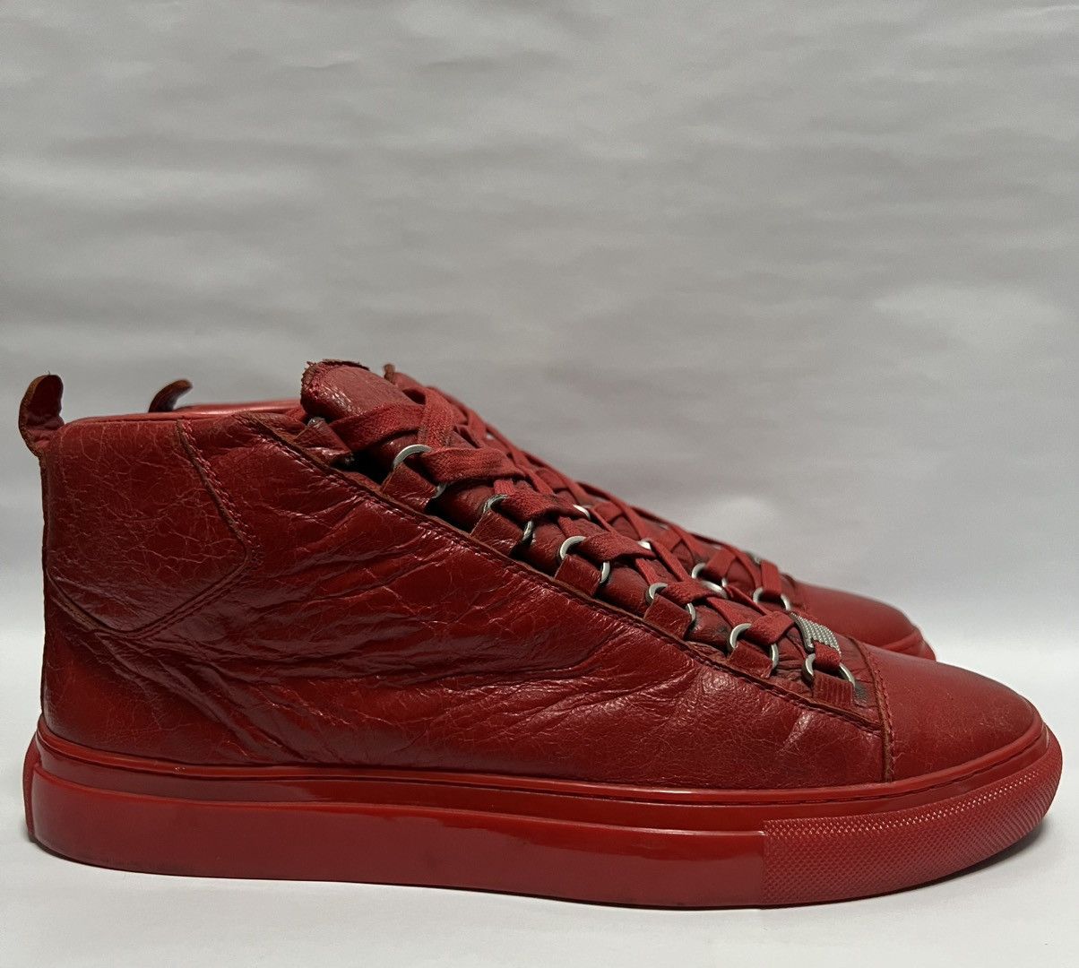 Balenciaga Balenciaga - Arena Red Leather High Top Sneakers Size US 7 / EU 40 - 2 Thumbnail