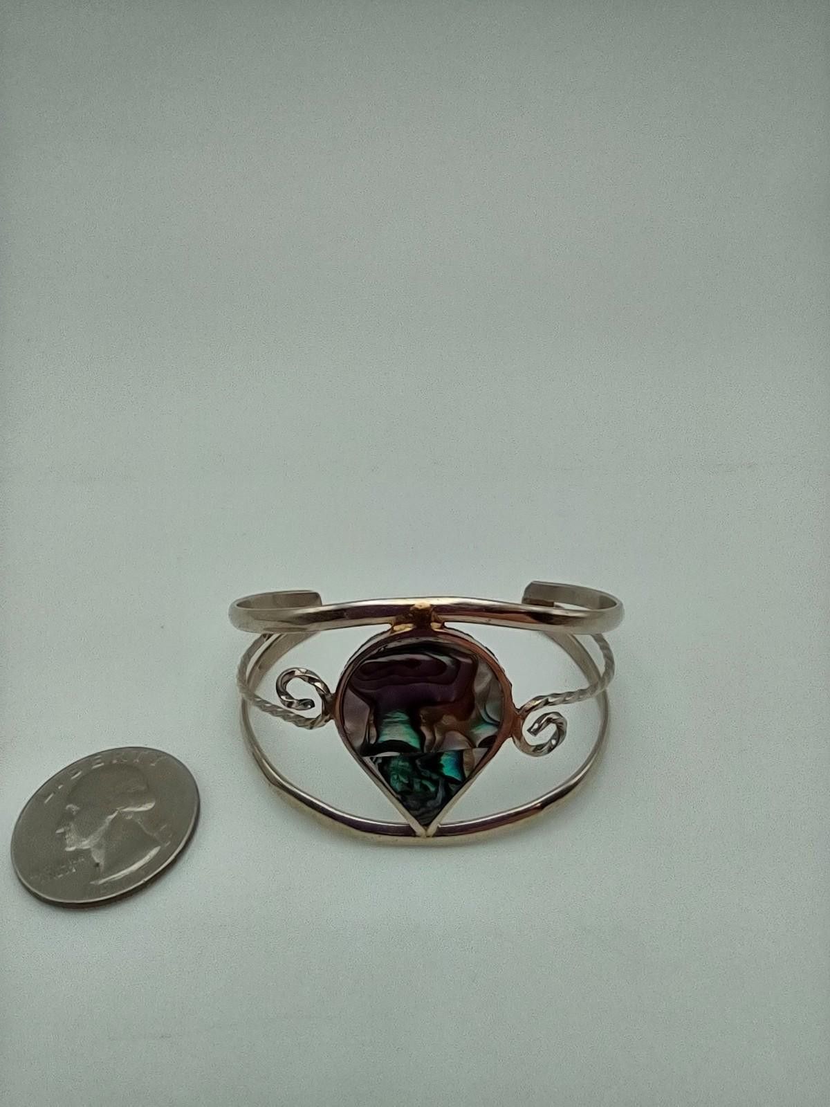 The Unbranded Brand Vintage Abalone Shell Alpaca Silver Adjustable Cuff Size ONE SIZE - 3 Thumbnail