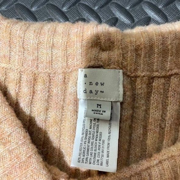 Vintage A New Day Womens Ribbed Flare Pants Tan Size Medium Knit Lounge Casual Beige 29 Cargo Size 29" - 3 Thumbnail