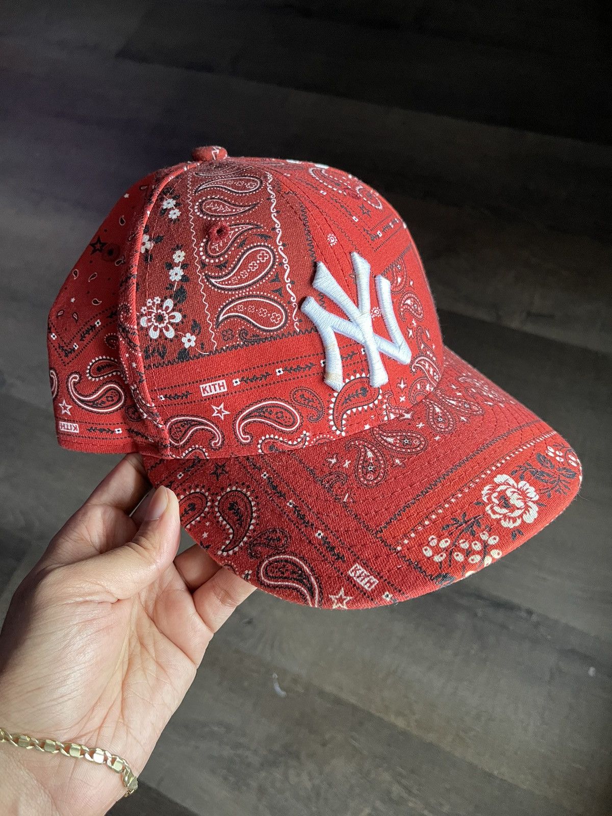 image of Kith Paisley Ny Yankees Fitted in Red, Men's