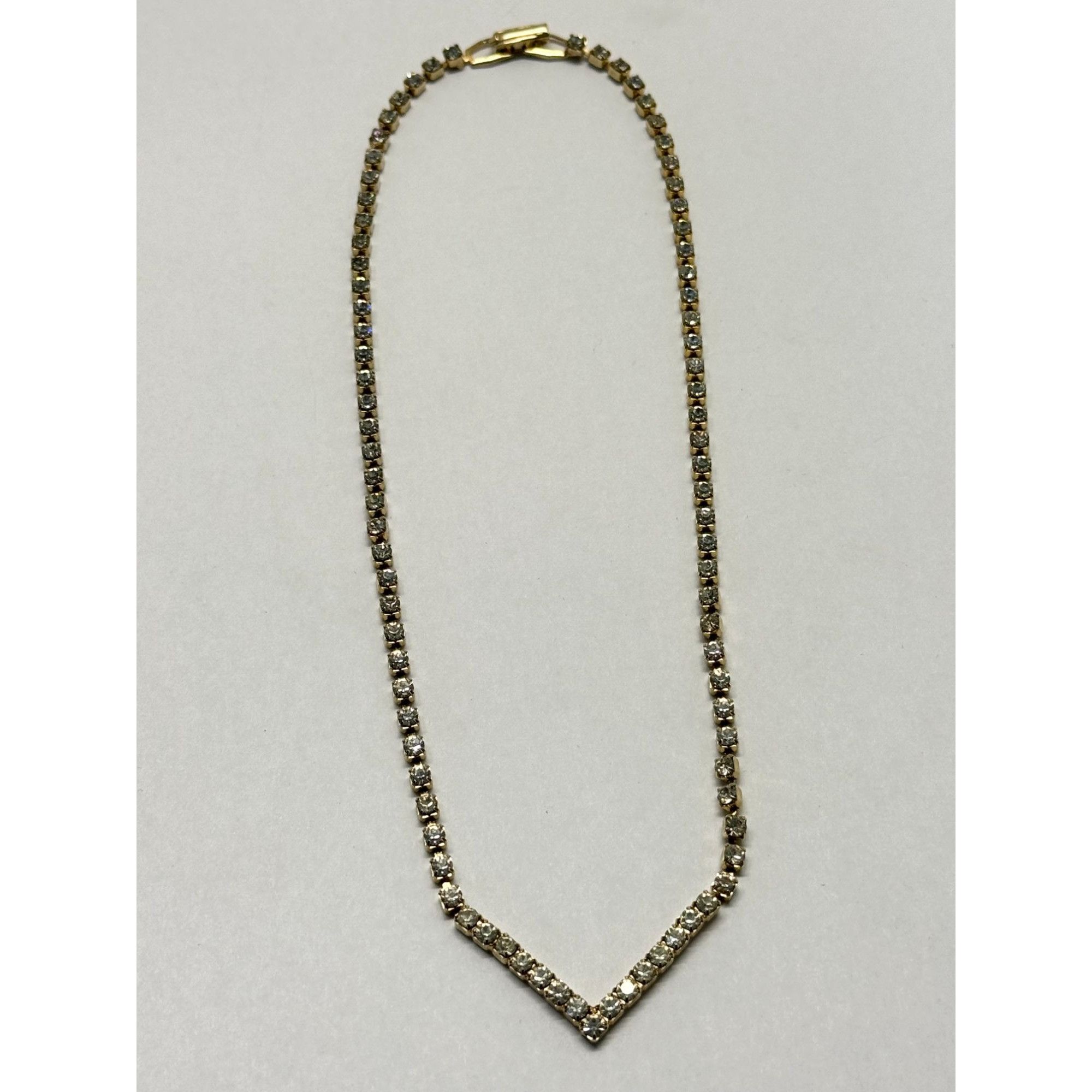 Vintage Vintage gold v rhinestone collar necklace Size ONE SIZE - 4 Thumbnail