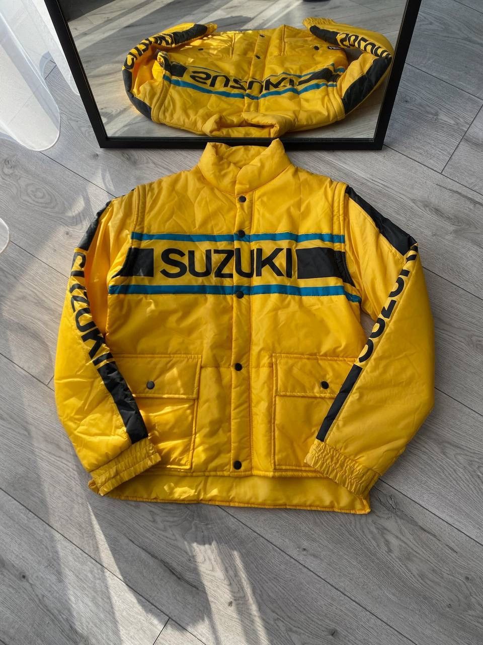 Vintage Vintage Suzuki Modular Yellow Racing Down Puffer Jacket Y2K Size M / US 6-8 / IT 42-44 - 4 Thumbnail