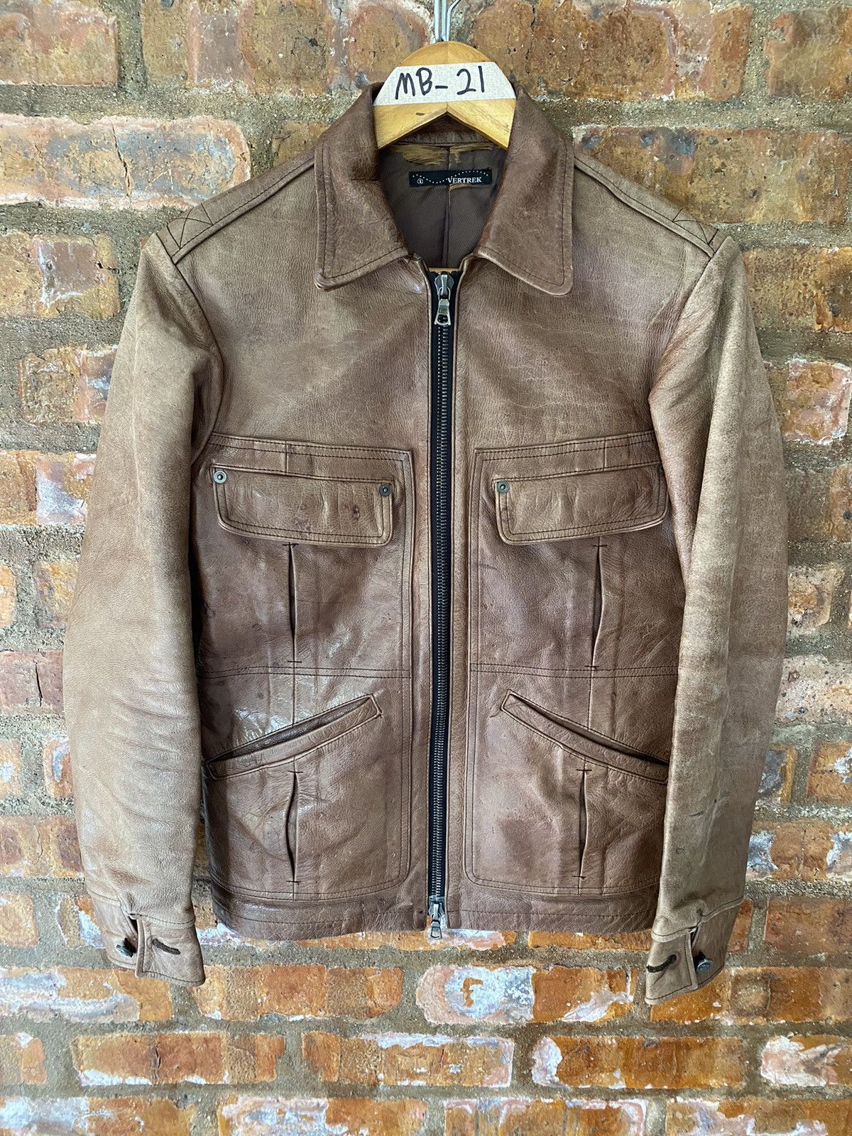 14th Addiction 2000s Vertrex Leather patina RIRI Zipper jacket Size US S / EU 44-46 / 1 - 2 Thumbnail