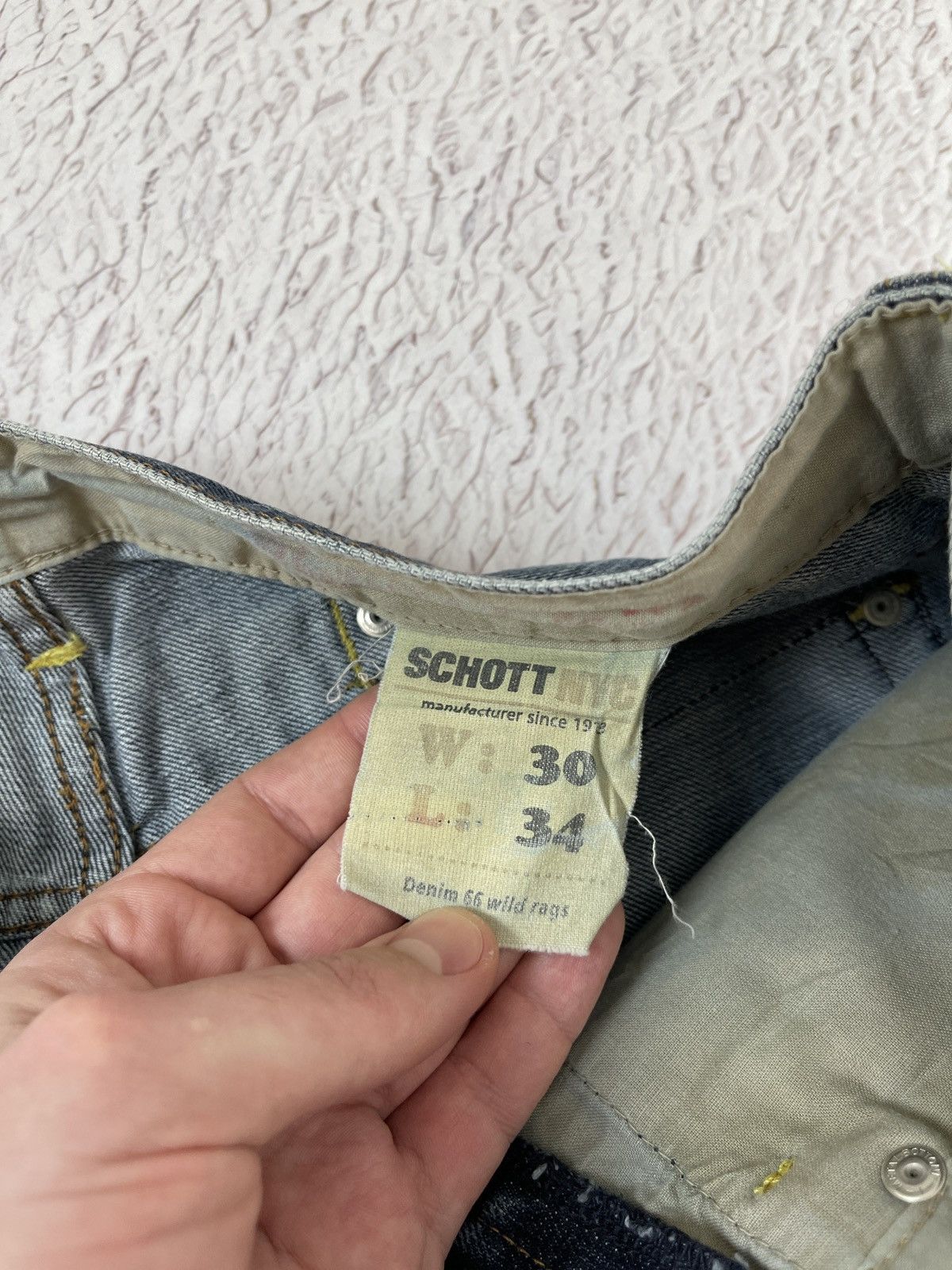 Schott Schott NYC vintage buckle back faded distressed denim jeans Size US 30 / EU 46 - 12 Thumbnail