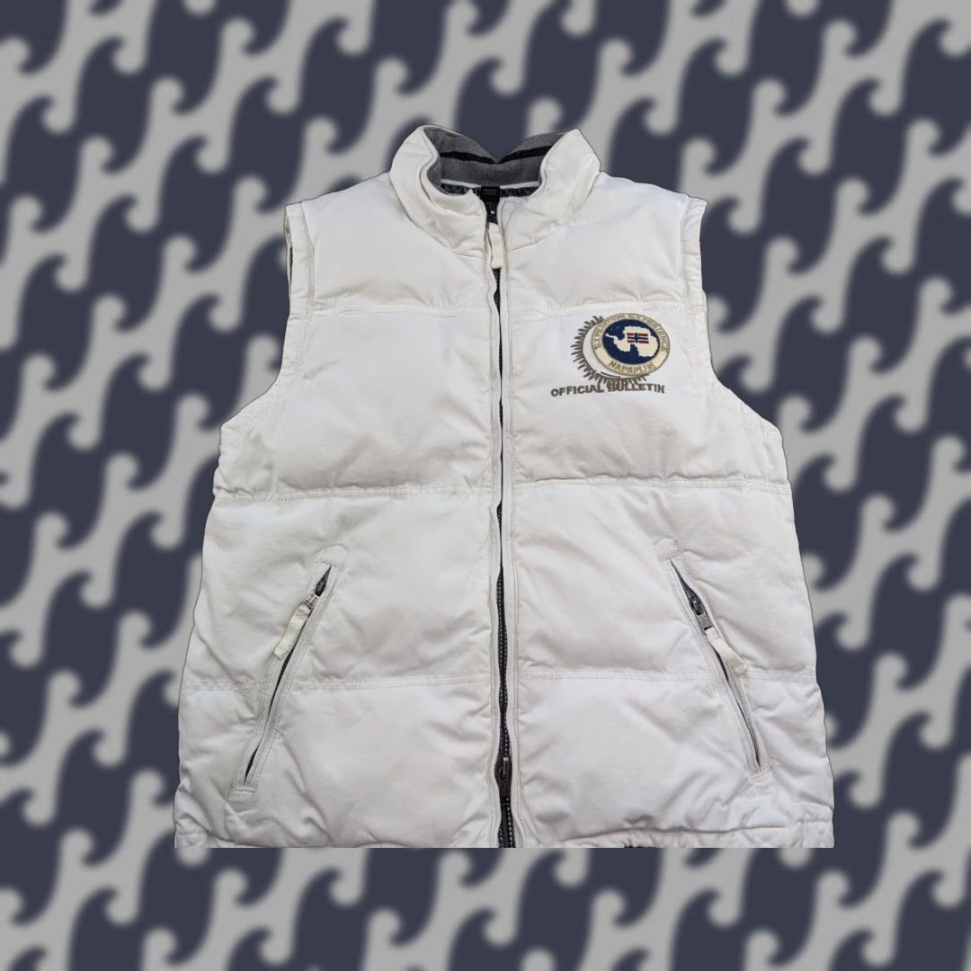 Napapijri Napapijri Vest Mens XL White Duck Down Gilet Puffer Full Zip Vintage No Official Survey Expedition Size US XL / EU 56 / 4 - 1 Thumbnail