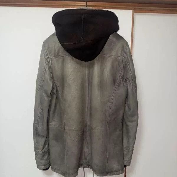 Gray Hooded Long Leather Jacket/, Men's (Size S) — image 3 of 6