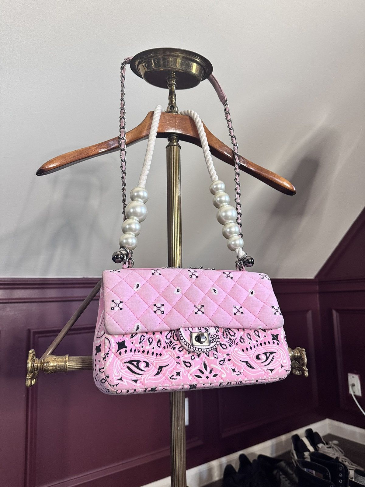 READYMADE Upcycled pink bandana Japan rope chain handbag shoulder bag Size ONE SIZE - 1 Thumbnail