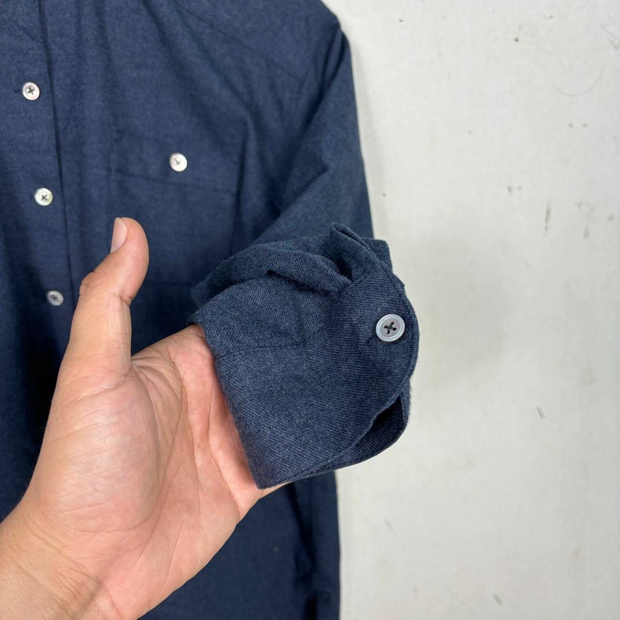 Comme des Garcons Vintage 80s Comme des Garçons Navy Wool Band Collar Shirt Size M / US 6-8 / IT 42-44 - 6 Thumbnail