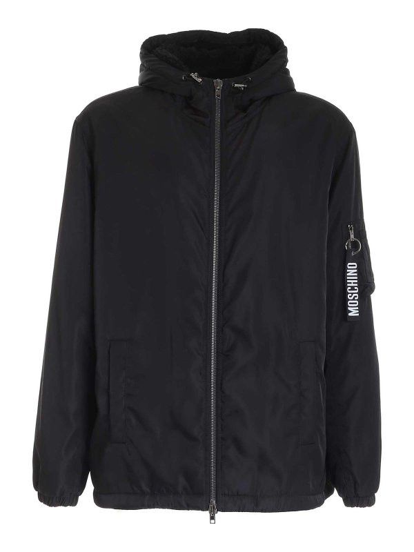 Moschino o1y0225 Logo Hooded Jacket in Black Size US L / EU 52-54 / 3 - 1 Thumbnail