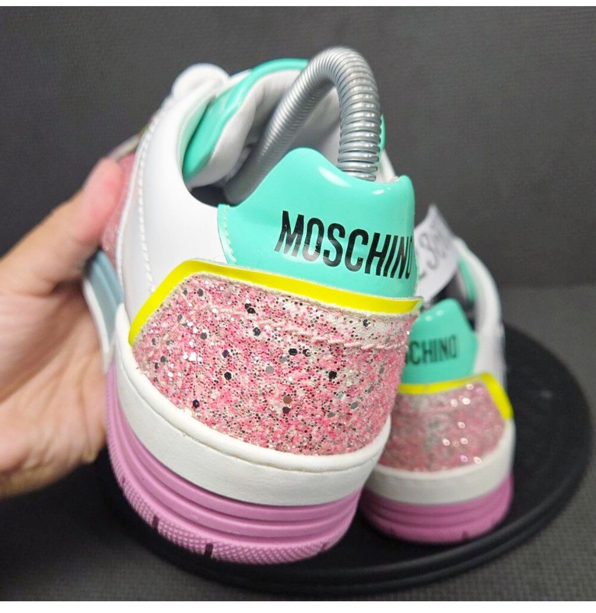 Moschino Authentic Moschino Pastel / Pink Glitter Low Top Sneakers Size US 8 / IT 38 - 7 Thumbnail