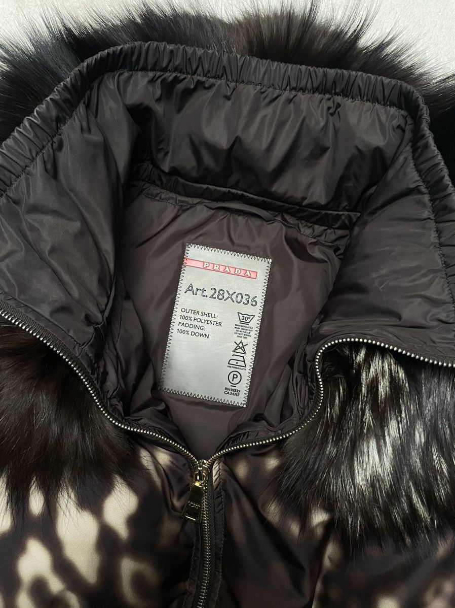 Prada 2000's Prada Leopard Fur Neck Down Jacket Size M / US 6-8 / IT 42-44 - 6 Thumbnail