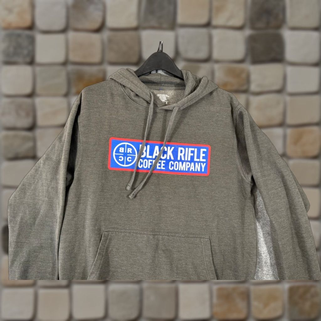 Vintage VINTAGE Black Rifle Coffee Company Hooded Sweatshirt Mens M Charcoal Gray Fleece Logo Drawstring Pullover Size US M / EU 48-50 / 2 - 1 Thumbnail