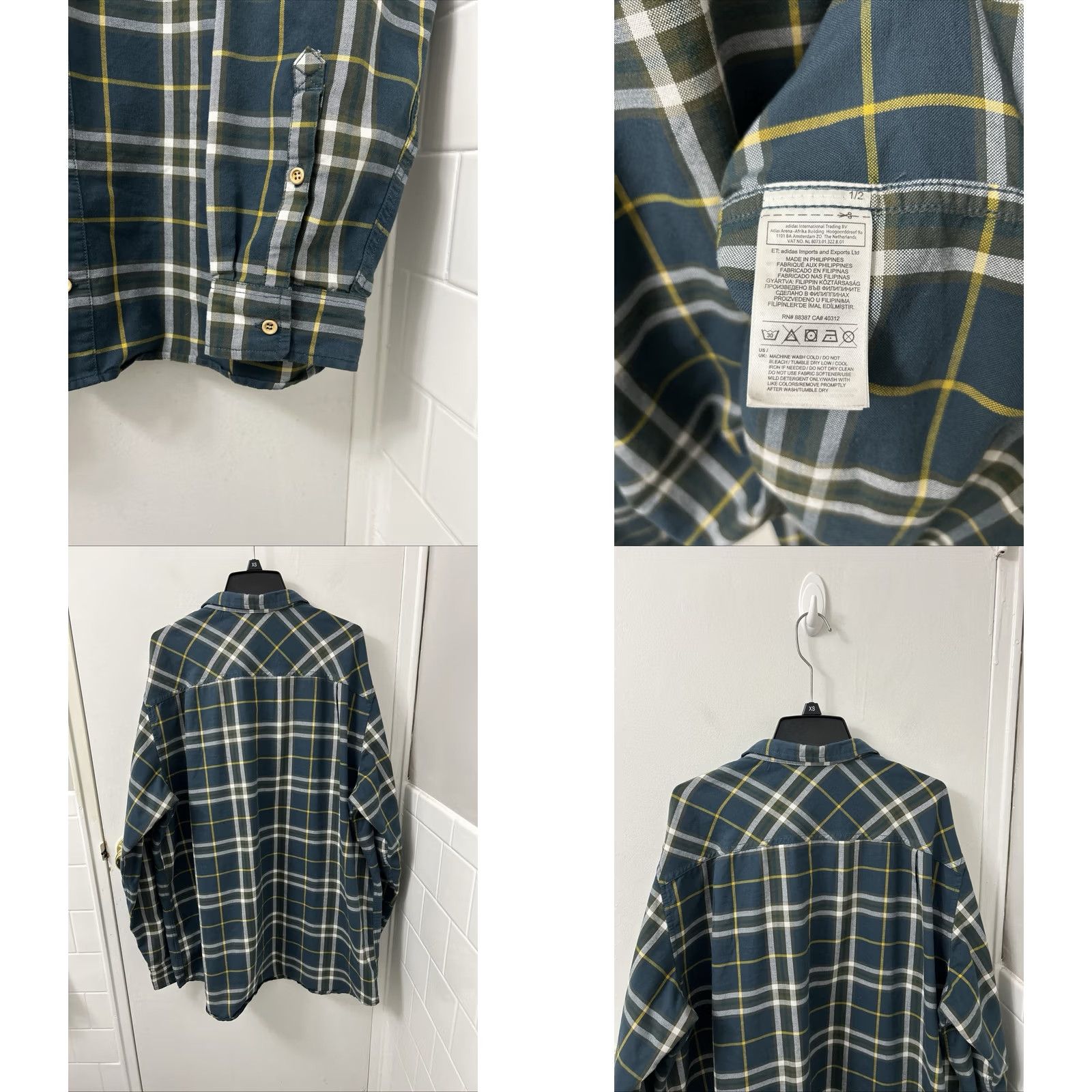 Adidas Adidas Shirt Mens XL Green Plaid Oxford Button Down Pocket Long Sleeve Logo Size US XL / EU 56 / 4 - 8 Thumbnail