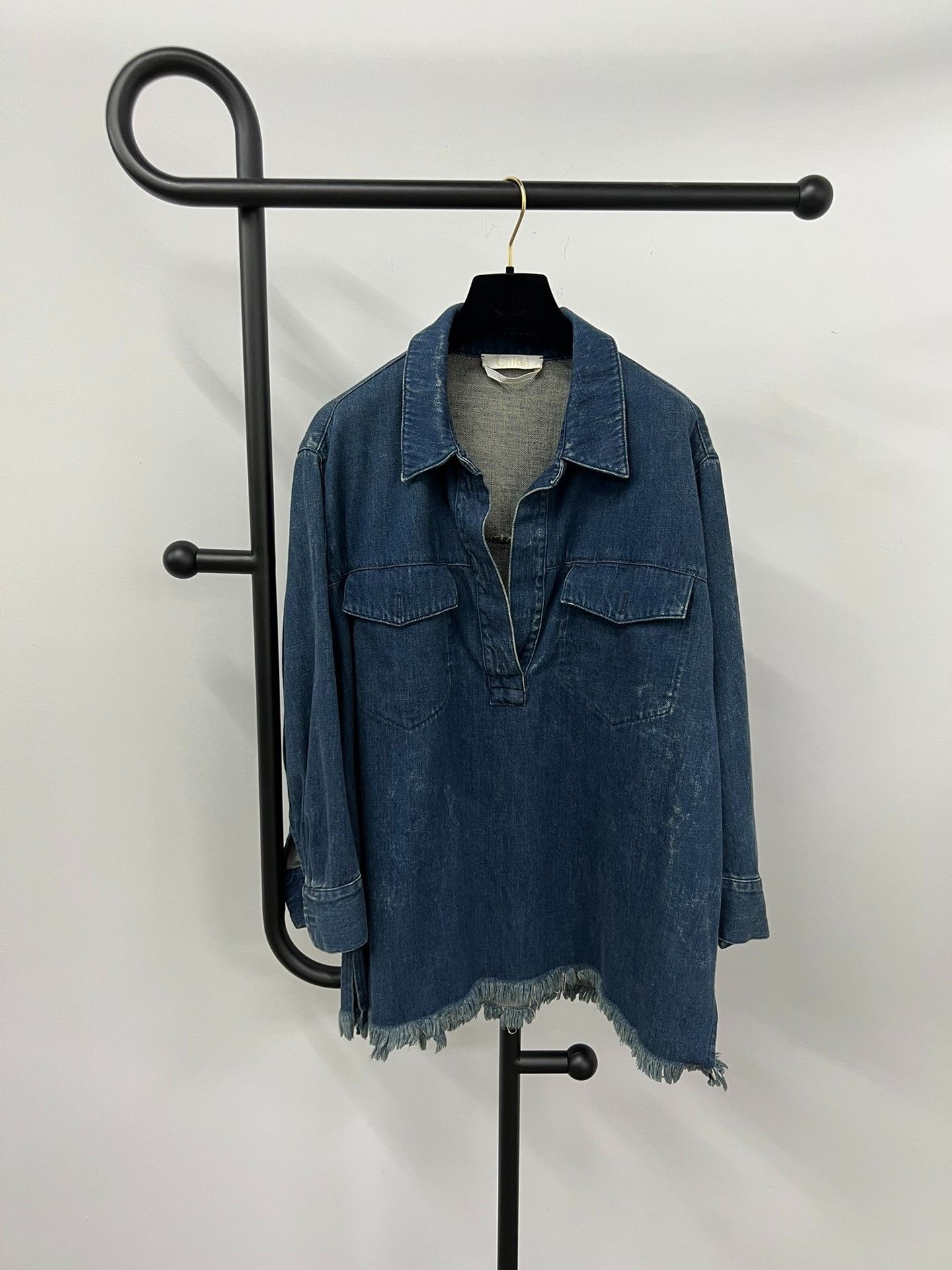 Chloe Chloé Distressed Frayed Denim Jacket Size S / US 4 / IT 40 - 1 Thumbnail