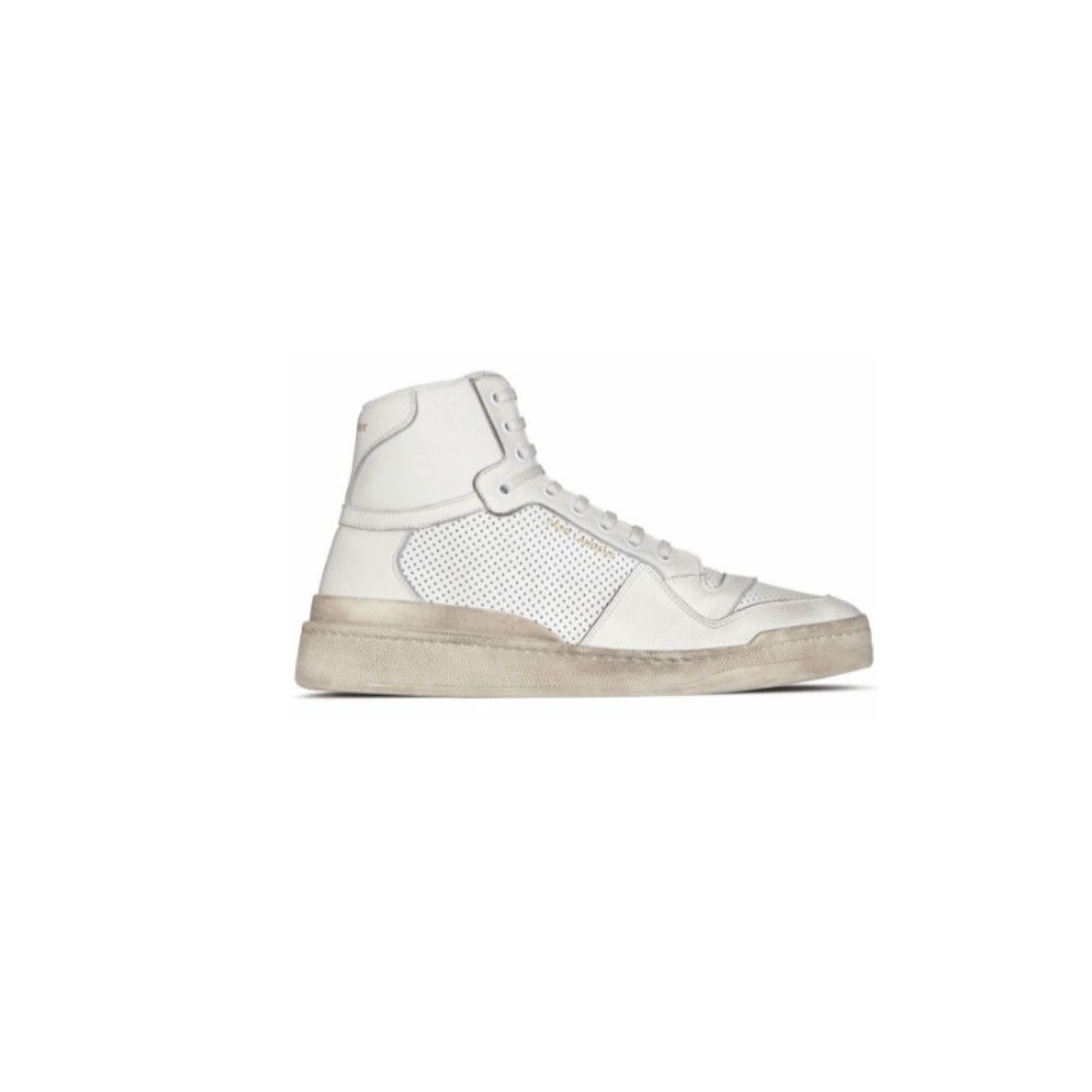 Saint Laurent Paris o1s1wg111024 SL24 Mid-Top Sneakers Used- Look Leather White Size US 6 / IT 36 - 1 Thumbnail