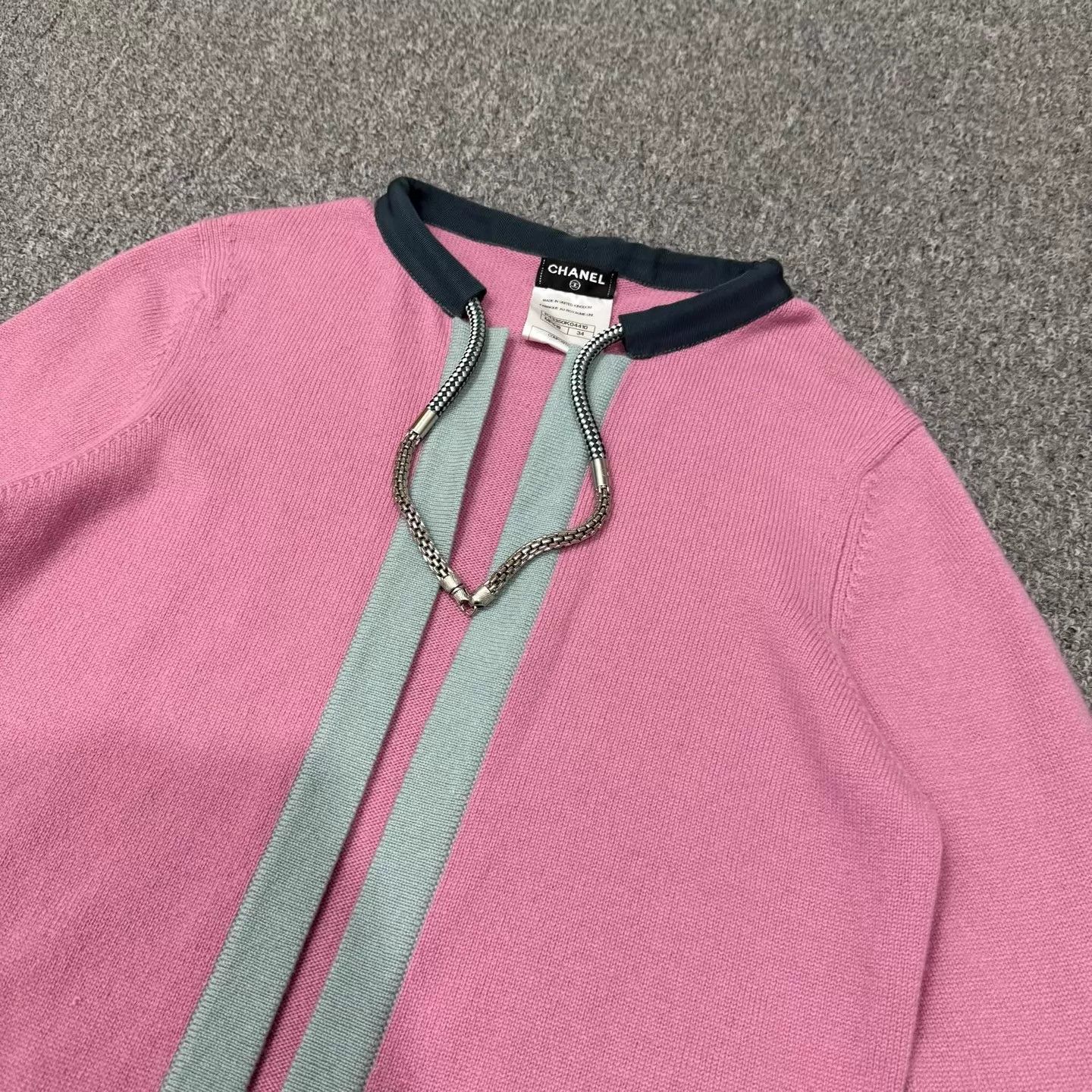 Chanel Chanel cashmere colorblock knit cardigan 34 mint Size XS / US 0-2 / IT 36-38 - 3 Thumbnail