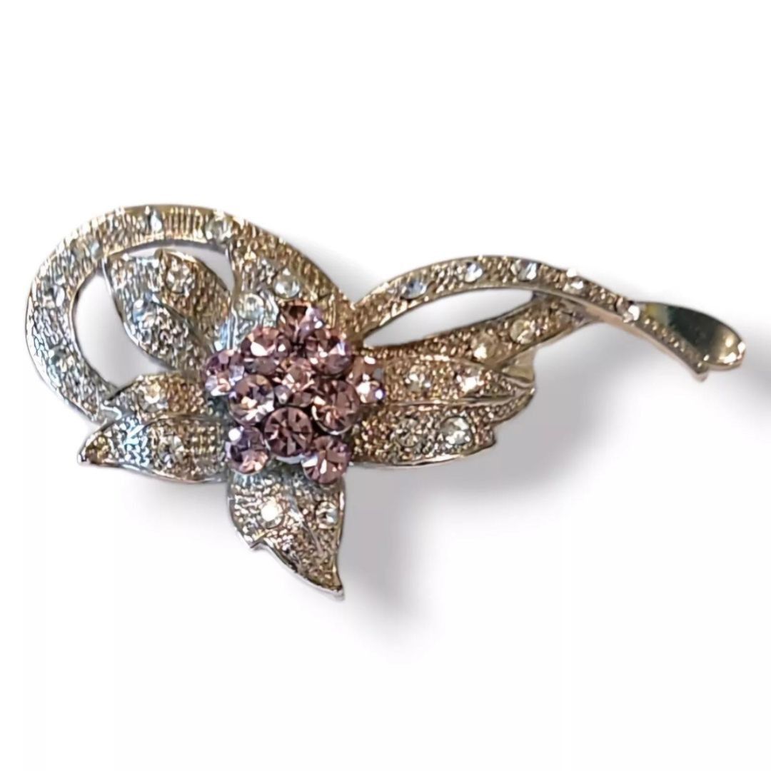 Other Purple & Clear Rhinestone Floral Bouquet Brooch Silver Tone Size ONE SIZE - 1 Thumbnail