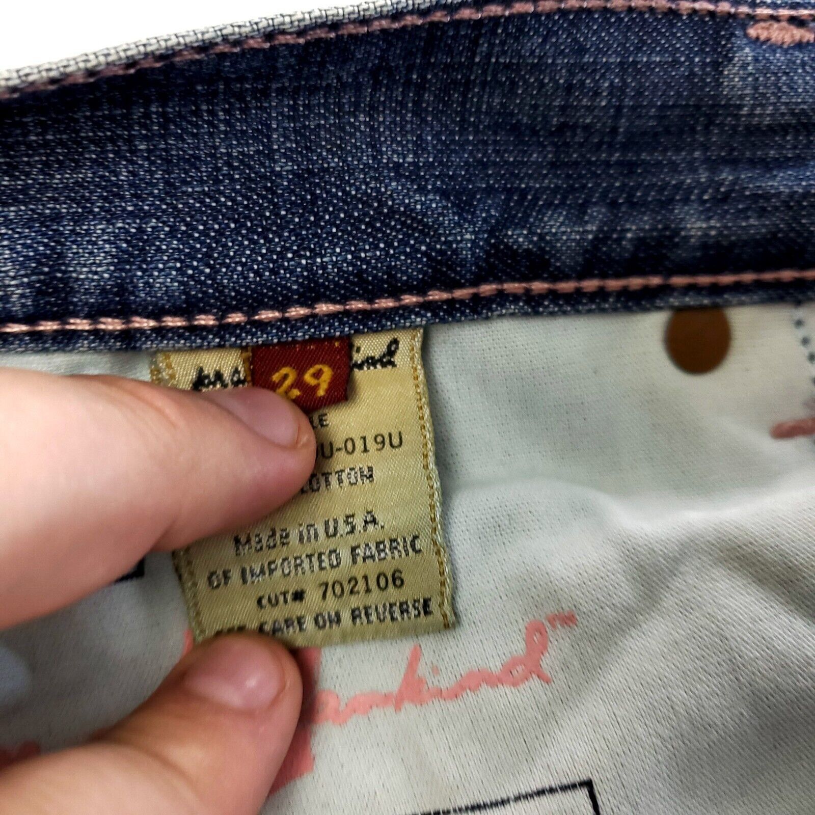 7 For All Mankind DAMAGED 7 For All Mankind Dojo Denim Blue Stone Wash Jeans L Size 33" - 8 Thumbnail