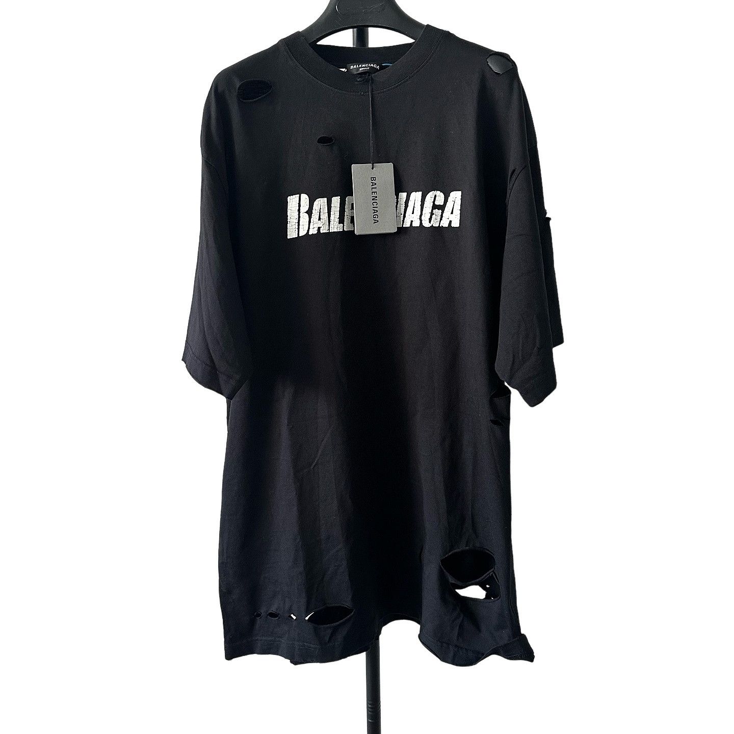 Balenciaga Balenciaga Cracked Logo Distressed Oversized T-Shirt XS