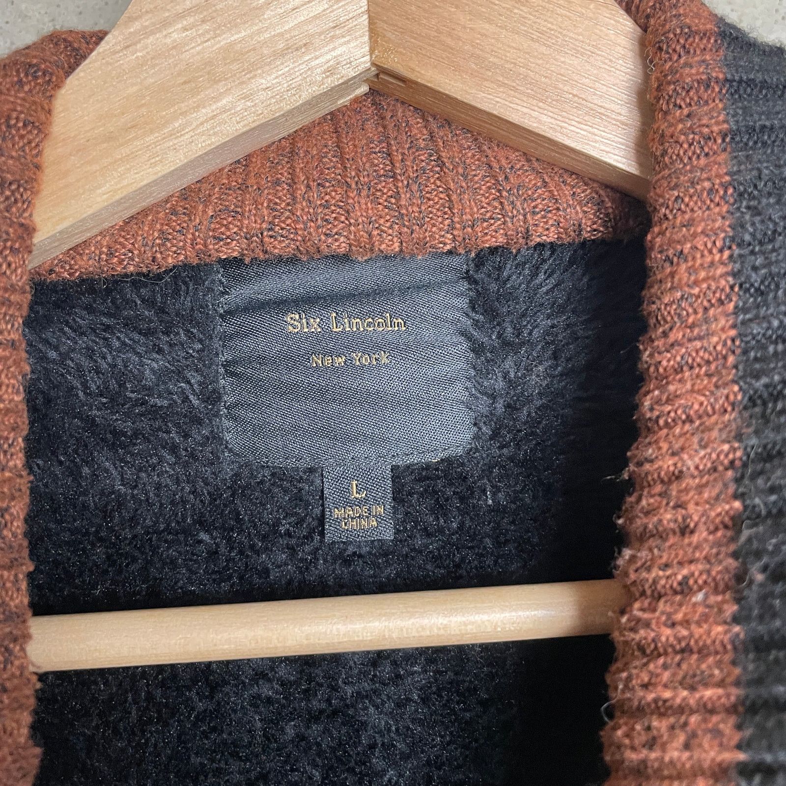 Other Six Lincoln Fleece Lined Striped Full Zip Knit Large Sweater Size US L / EU 52-54 / 3 - 2 Thumbnail